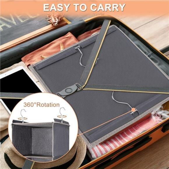 Hanging closet organizer 5 tier shelves with side pockets foldable storage grey - Picture 7 of 8